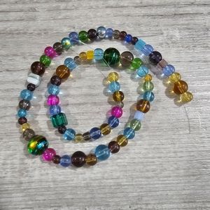008 Multi- color, multi-size glass beads for jewelry making - 15 inch strand